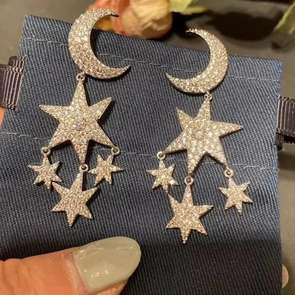 NEW! Dainty Crystal Star Drop Earrings - Picture 6 of 6